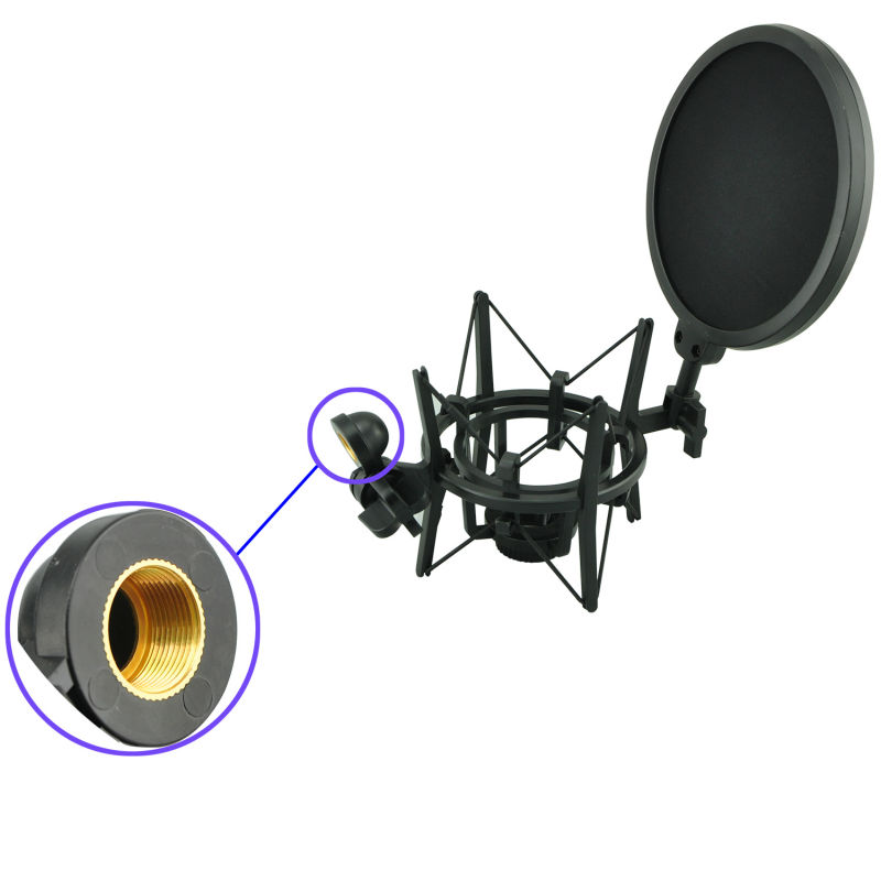 Professional Shock Mount with Pop Shield Filter Screen for Microphone